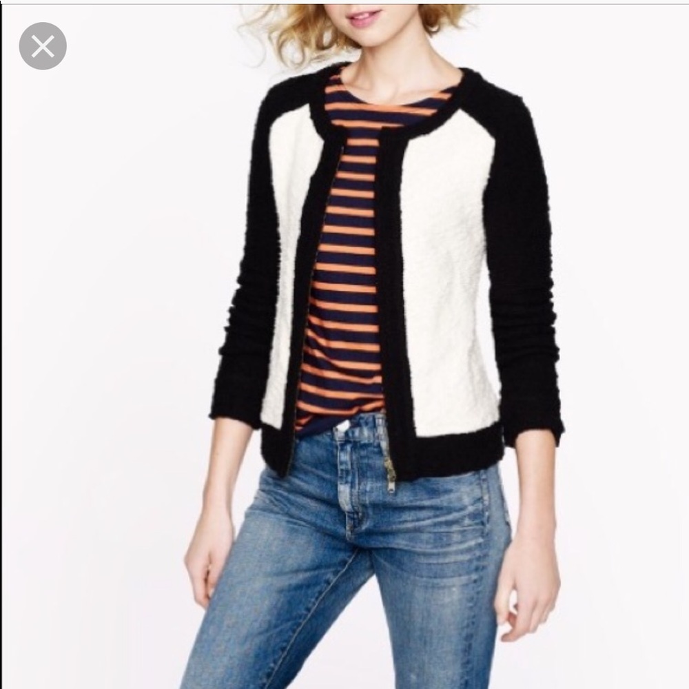 J. Crew Boucle Doublezip Colorblock Jacket
